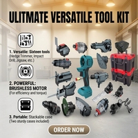 Kit combinado de herramientas eléctricas inalámbricas 16 en 1, 21V, motor sin escobillas, batería de litio, taladro, llave, amoladora, sierra, OEM, rojo