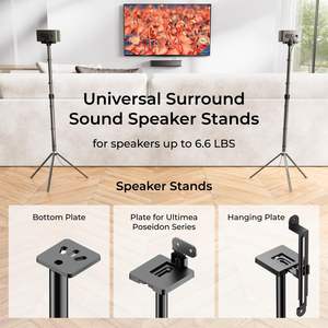 Paire de supports de haut-parleurs réglables, supports de sol pour haut-parleurs surround, supporte 6,6 livres, compatible avec <span class=keywords><strong>ULTIMEA</strong></span> Aura et Poseidon - Product Image 3