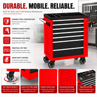 Coffre à outils en acier laminé à froid durable avec plateau de rangement supérieur, chariot à outils à 7 niveaux pour mécaniciens automobiles