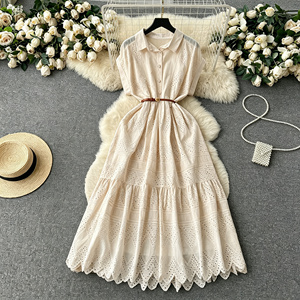 Abito lungo estivo da donna in <span class=keywords><strong>cotone</strong></span>, stile casual boho vintage con stampa floreale, perfetto per la spiaggia e l'uso quotidiano. - Product Image 2