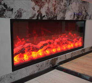 <strong>Wall</strong> Mounted Electric <strong>Fireplace</strong> 120cm Steel and Tempered Glass LED Realistic Flame 36W Silent Motor Remote Control - Product Image 6