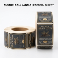 Rouleau d'étiquettes autocollantes pour pots à épices, résistantes à la graisse, en vinyle, pour poudre de poivre noir, produits à marque privée