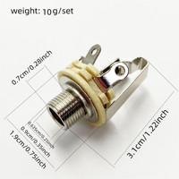 Prise jack stéréo Switchcraft 6,35 mm pour guitare, prise jack de sortie Electrosocket pour guitare électrique, pièces argentées