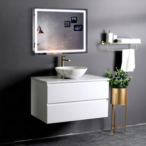 Elegant High-End Bath <b>Mirror</b> Vanity Customizable Handcrafted Marble <b>Floor</b> Standing Natural Stone Veins Bathroom Centerpiece OEM - Product Image 1