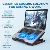 Tapis de refroidissement pour ordinateur portable de jeu avec deux ventilateurs silencieux | Support réglable en métal avec ports USB pour ordinateur portable de 15.6 à 17.3 pouces