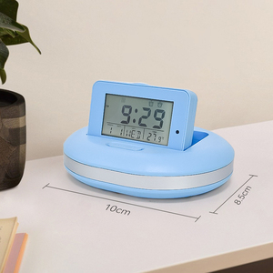 Jam Alarm portabel Mini, layar tampilan Lcd lucu, kalender higrometer, tidur, dapat dilipat, pengingat Desktop malam <span class=keywords><strong>Digital</strong></span>, meja kecil - Product Image 2