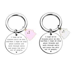 ฉันหวังว่าเราจะเป็นเพื่อนกันจนกว่าเราจะตายพวงกุญแจโลหะของขวัญฮาโลวีนพวงกุญแจสแตนเลส - Product Image 1