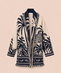 <span class=keywords><strong>Cardigan</strong></span> Lungo in <span class=keywords><strong>Lana</strong></span> da <span class=keywords><strong>Donna</strong></span> Stile Bohemien con Jacquard Albero di Cocco, Maniche Lunghe, Moda Autunno Inverno, Vendita all'Ingrosso - Product Image 6