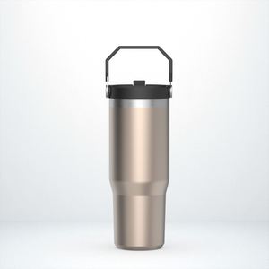 Vaso de Viaje de Acero Inoxidable de Doble Pared con Asa, Termo Aislado de 20 oz para Café, Oficina y Auto - Product Image 1