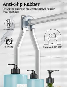 Panier de rangement pour douche sans perçage, gain de place, à suspendre au-dessus de la douchette, pour shampoing et accessoires de douche - Product Image 4