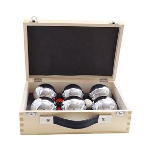 Jeu de boules de pétanque en acier écologique à 6 boules avec coffret en bois et logo personnalisé - Product Image 3
