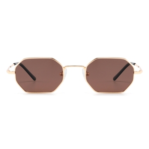 Gafas de Sol Unisex con Marco Metálico Octagonal, Lentes Marrones, 100% Protección UV, Moda Casual para Adultos - Product Image 1