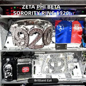 Bague de graduation Zeta Phi <span class=keywords><strong>Beta</strong></span> ZOB en cuivre avec lettres grecques 1920, style Bohème, motif cluster chrétien, plaqué platine et cristal - Product Image 2