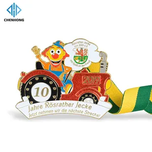 Produsen Logo terukir logam personal untuk kegiatan kota skala besar karakter kartun medali Enamel kustom dengan pita