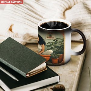 Frosted Black <b>Ceramic</b> <b>Mug</b> 11oz Heat Sensitive Color Changing Magic Cup Office Pantry Storage - Product Image 3