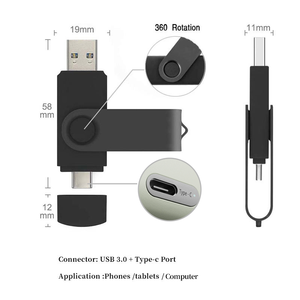 Clé <span class=keywords><strong>USB</strong></span> 2.0 TYPE-C <span class=keywords><strong>double</strong></span> pour téléphone OTG, logo personnalisé, pleine capacité, clé <span class=keywords><strong>USB</strong></span> 4 Go 8 Go 16 Go 32 Go 64 Go 128 Go - Product Image 3