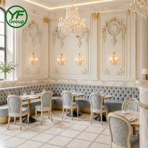 Muebles de Restaurante Modernos y Lujosos, Asientos de Terciopelo Cómodos, Banqueta con Respaldo Acolchado y Botones para Hotel, Bar, Cafetería - Product Image 3