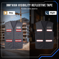 Chaleco de Seguridad de Alta Visibilidad con Múltiples Bolsillos y Bordado Personalizado, Malla CVC Reflectante, Ropa de Trabajo, Fábrica OEM, MOQ100