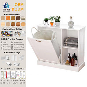 Moderno Cesto para <span class=keywords><strong>Ropa</strong></span> <span class=keywords><strong>Sucia</strong></span> de Madera, Gran Capacidad, Reutilizable, Ahorra Espacio, <span class=keywords><strong>con</strong></span> Estantes Ajustables y Almacenamiento para <span class=keywords><strong>Baño</strong></span> - Product Image 1