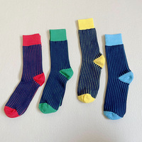 Chaussettes en coton rayées pour hommes, colorées, respirantes, anti-odeur, décontractées, amusantes, habillées, tendance, personnalisables, OEM, vente chaude européenne