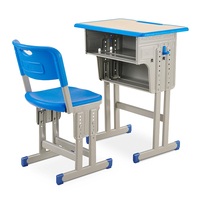 Ensemble Chaise et Table d'École Monoplace en Gros pour Usine, Plateau en Plastique Écologique + Cadre en Acier Thermolaqué pour Formation et Étude