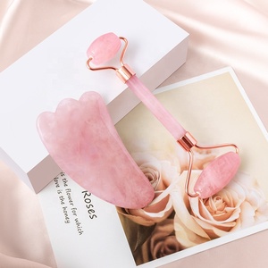 Ensemble Gua Sha en quartz rose naturel et aventurine verte, outil de soin de la peau, rouleau de jade pour le visage et le corps, relaxation musculaire, réduction des rides - Product Image 3