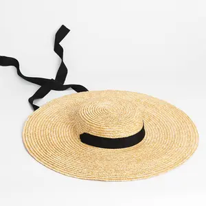 Gemvie — chapeau de bateau unisexe, accessoire à rabat avec ruban de 10cm, 15cm et 18cm à large bord, paille de blé pour la plage ou le soleil, nouveau design