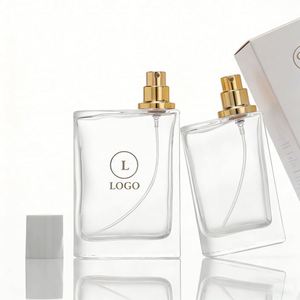 Factory Price Wholesale Flat Unique Luxury <b>Lovely</b> Glass <b>Perfume</b> Bottle Refillable Glass Fragrance Bottle with Box - Product Image 2