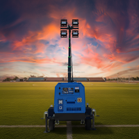 Générateur diesel silencieux 7m 4x1000W, tour d'éclairage mobile, mât télescopique, système d'éclairage de chantier LED à haut mât, ATS insonorisé