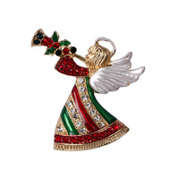 Nouvelle broche de Noël européenne et américaine, épinglette de dessin animé Père Noël et sapin, badge en strass en stock