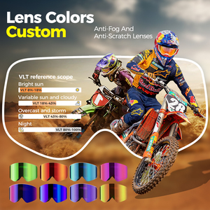 <strong>MX</strong> Racing Fashionable <strong>Goggles</strong> UV400 Protection Anti-Fog Lenses Adjustable Strap Tear-Off Posts for Wet Tropical Motorcycle Use - Product Image 2