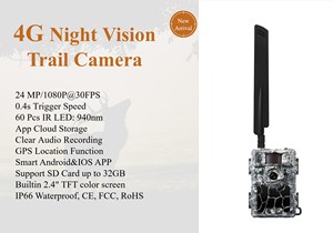 <span class=keywords><strong>Caméra</strong></span> <span class=keywords><strong>de</strong></span> <span class=keywords><strong>chasse</strong></span> 4G extérieure, 24MP haute résolution, vidéo 1080P, vision nocturne infrarouge <span class=keywords><strong>invisible</strong></span> 940nm, localisation GPS, étanche IP66 - Product Image 6