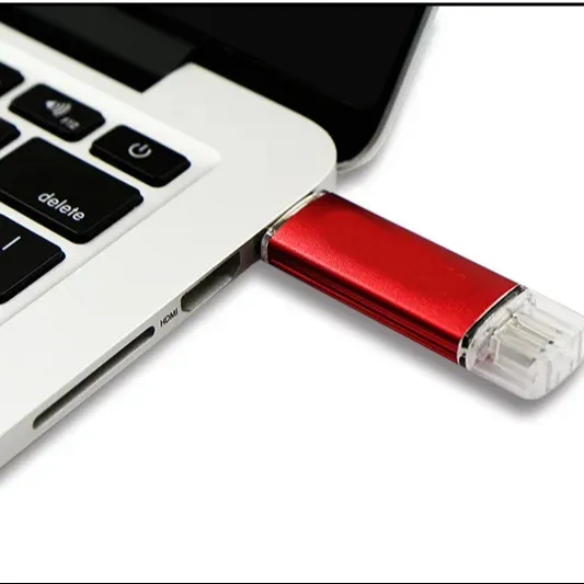 Fábrica de alta calidad de velocidad rápida 2 en 1 memoria USB OTG Usb Flash Drive 4GB 8GB 16GB 32GB 64GB Memory Stick