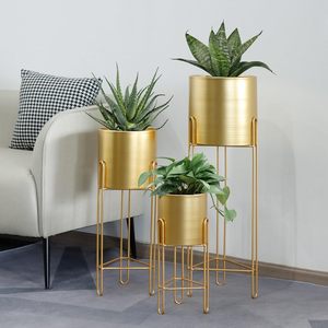 Stainless Steel Tall Metal Flower <b>Stand</b> for Indoor Outdoor Use Gold Wedding Decoration for Living Room Square Plastic Plant <b>Pot</b> - Product Image 1