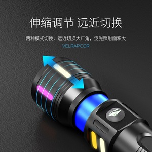 ไฟฉาย LED แบบชาร์จไฟได้ยี่ห้อ Smiling Shark ซูมแบบยืดหดได้ ความเข้มแสงสูง พกพาสะดวก สำหรับใช้กลางแจ้งและในบ้าน - Product Image 2