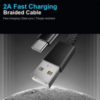 Kabel Pengisi Daya USB A ke USB C Flat Braided 1M Pengisian Cepat Untuk Ponsel