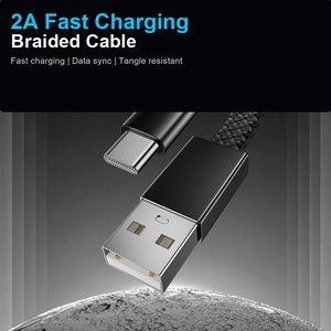 สายชาร์จแบบแบนถัก Usb A เป็น Usb C ยาว 1 เมตร ชาร์จเร็วสำหรับโทรศัพท์มือถือ - Product Image 2