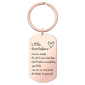 Porte-clés inspirant pour les soins personnels Petits rappels Porte-clés en acier inoxydable Cadeau de motivation pour la santé mentale - Product Image 2