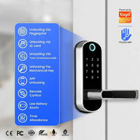 Serrure Intelligente Tuya WIFI TTlock avec Empreinte Digitale, Mot de Passe, Carte et Clé, Verrouillage à Pêne Réglable pour Porte en Bois