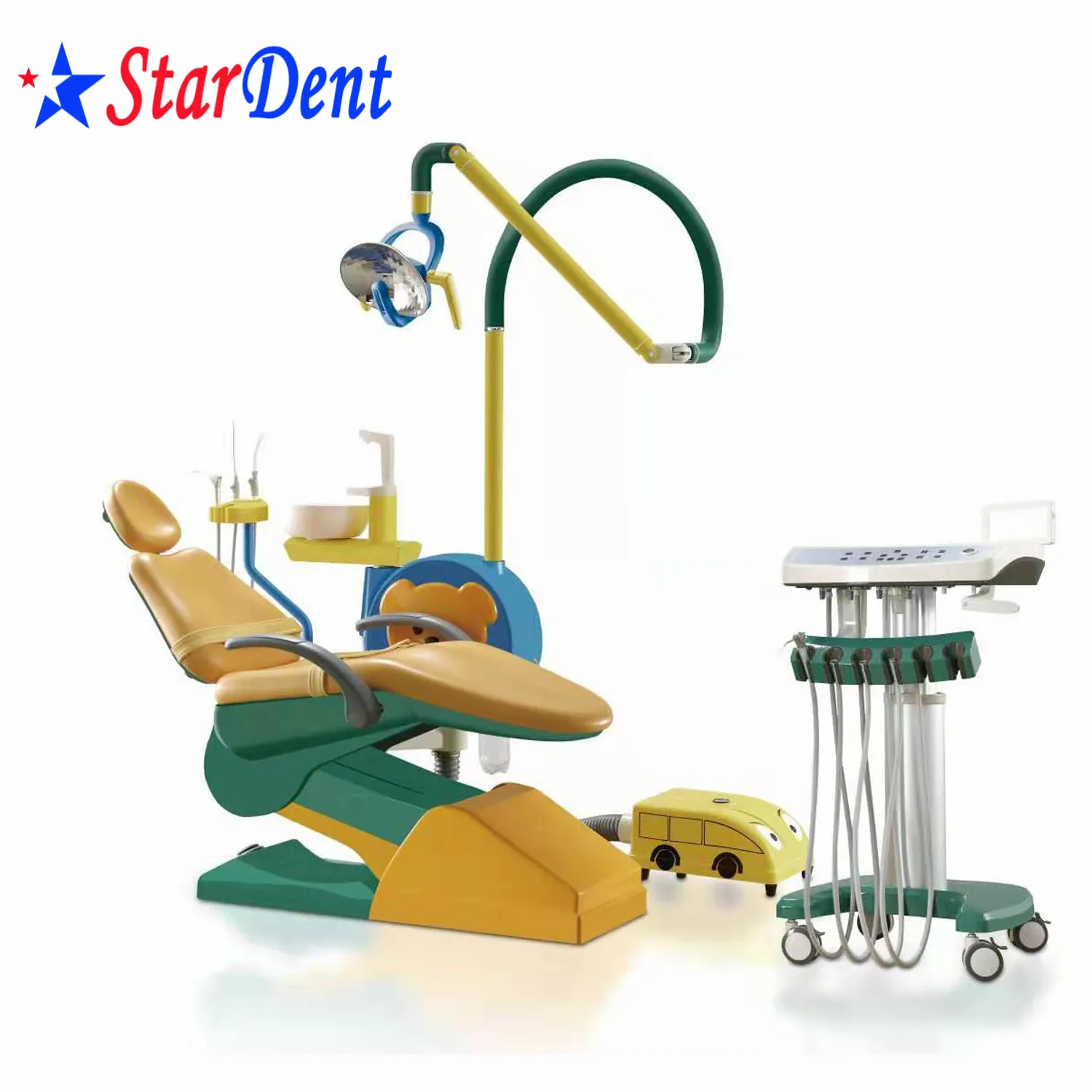 医療子供用歯科用椅子/PUまたは本革張りクリニック歯科ユニット実験装置