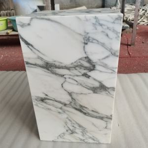 Table <span class=keywords><strong>d</strong></span>'appoint en marbre blanc Arabescato, meuble en pierre naturelle pour salon, <span class=keywords><strong>d</strong></span>écoration intérieure, socle en marbre - Product Image 4