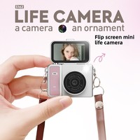 Mini caméra numérique Thumb certifiée KC, style rétro pour étudiants, capteur CMOS 5MP, avec clip corporel, lampe torche LED, photo/vidéo, petite, à clapet, compatible MicroSD