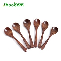 Petites Cuillères En Bois 6PCS Petite Soupe Cuillères En Bois Cuillère À Café pour Café Thé Confiture Sels De Bain De Service En Bois Cuillères