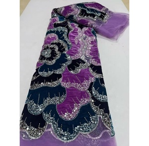Vestidos de Fiesta Africanos para <span class=keywords><strong>Mujer</strong></span>, Estilo Vintage, con Encaje Francés, Lentejuelas y Flores Grandes, Ecológicos, con Adornos de Cuentas, para Ocasiones Ceremoniales - Product Image 2
