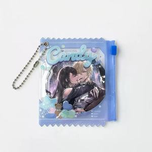 Bolsa de PVC resellable estilo caramelo, estuche protector para botones/pins, bolsa para artículos de personajes con cadena colgante - Product Image 4