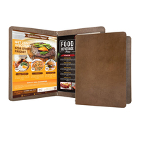 Faible MOQ, couverture de menu en cuir véritable, design de menu, cuir véritable, bande élastique, menu 8 x 14 pouces pour restaurant, hôtel, bar