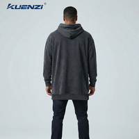 Sweat-shirt à capuche Kuenzi pour homme, style américain, épaules tombantes, effet vieilli, délavé, oversize, 400 GSM, en batik, lourd