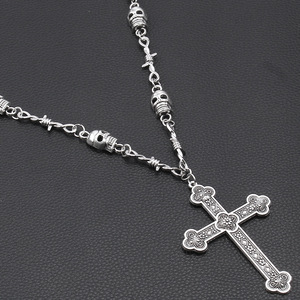 <b>Cross</b> Pendant Necklace Tibetan Silver Gothic Design Skull <b>Chain</b> Fashion Jewelry for Men Women - Product Image 3