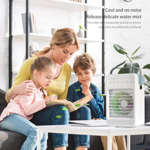 แอร์คูลเลอร์ขนาดเล็กแบบพกพาพร้อมพัดลม3ระดับพัดลมไอน้ำแบบชาร์จไฟได้พัดลมไอน้ำเย็นขนาดเล็กสำหรับตั้งโต๊ะ - Product Image 4