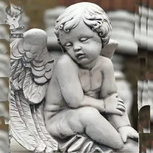 정원 돌 조각 야외 조각 천사 아이 장식 실물 크기 흰색 대리석 기념 아기 천사 입상